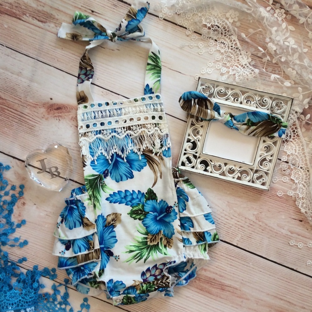 Boutique Baby Girl Tropical Halter Romper